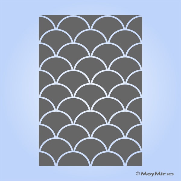 Geometric Scallop Design #4 **2 Sizes** for Walls, Floors, Furniture, Fabric & other Crafts