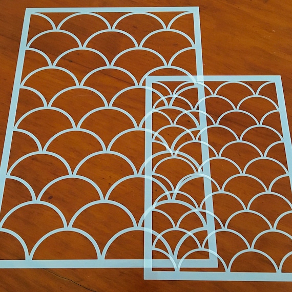 Geometric Scallop Design #4 **2 Sizes** for Walls, Floors