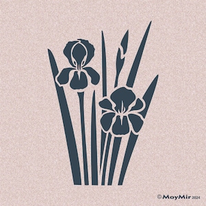 Pochoir fleur d'iris, 3 tailles
