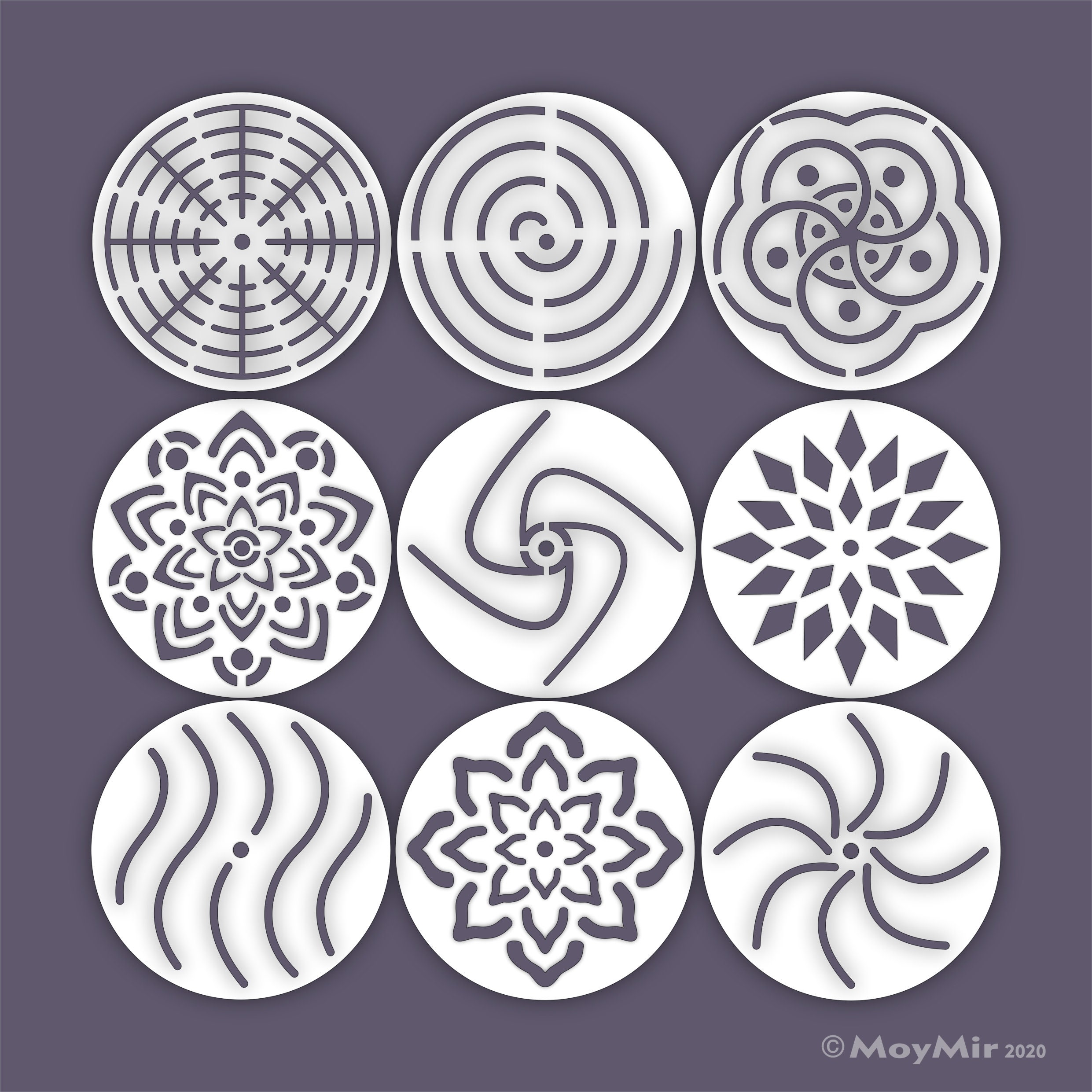 Set of 9 Mandala Stone Rock Stencils Small Templates | Etsy Australia