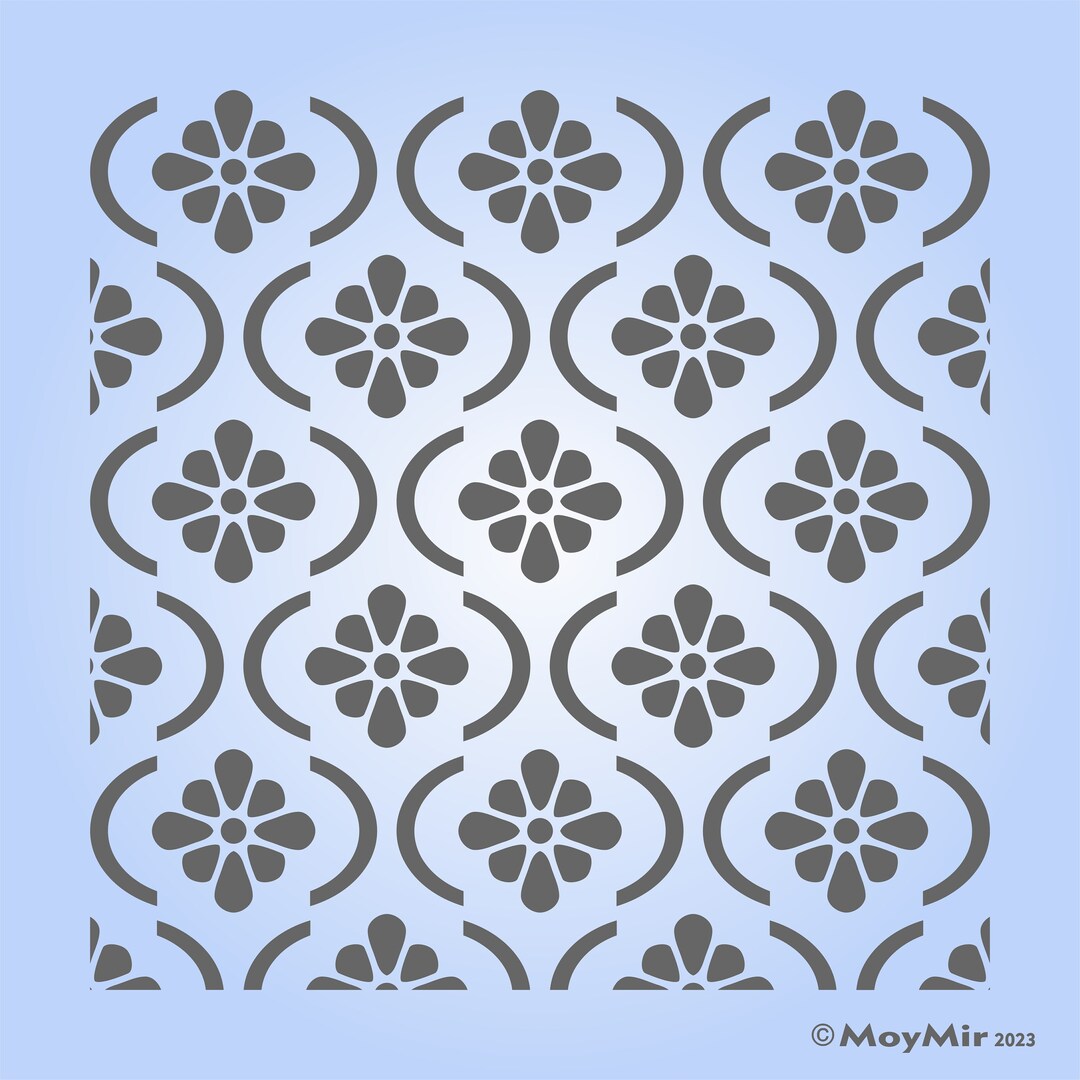 Flower Pattern Stencil Repeating Design for Furniture Walls Etsy