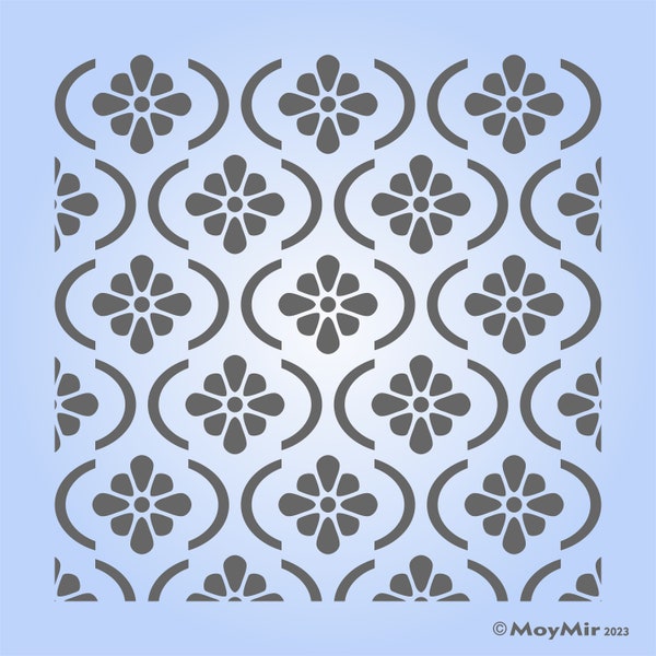 Flower Pattern Stencil Repeating Design for Furniture, Walls, Fabric and all your Craft Projects