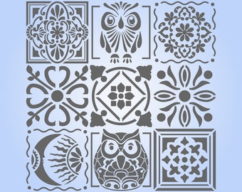 Mexican Talavera / Tonala Style Stencils, set of 9