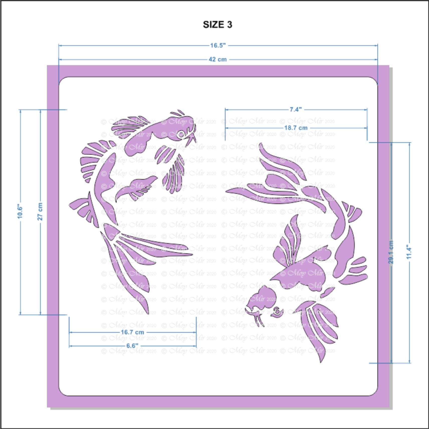 アジア風の鯉金魚ステンシル - Etsy 日本