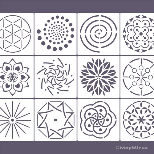 12pcs mandala dotting stencils templates etsy