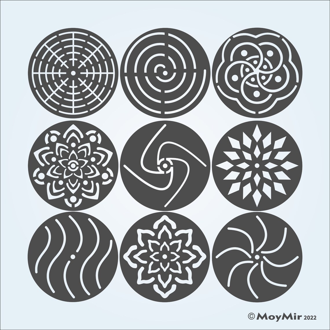 Set of 9 Mandala Stone Rock Stencils Small Templates - Etsy