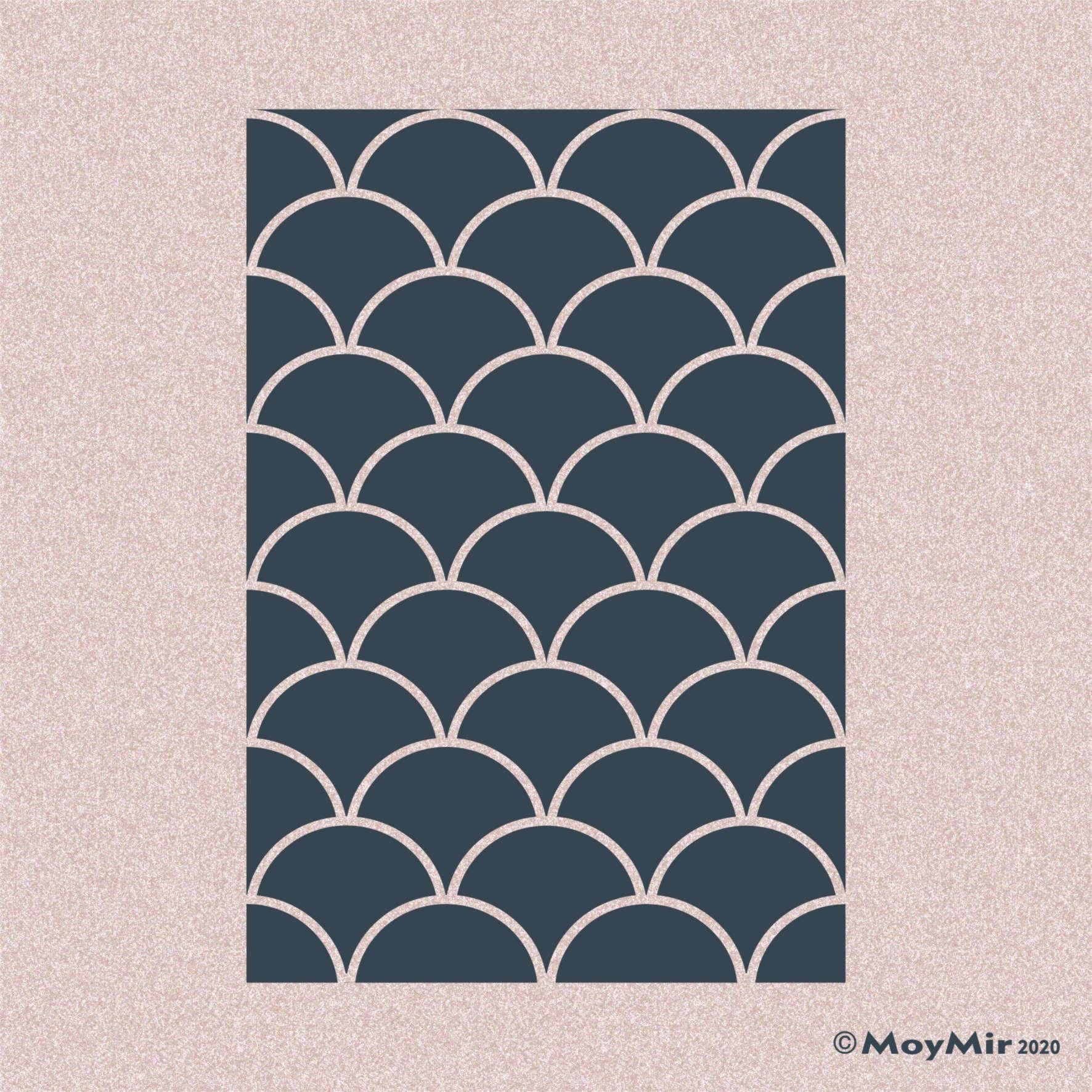 Geometric Scallop Design #4 **2 Sizes** for Walls, Floors