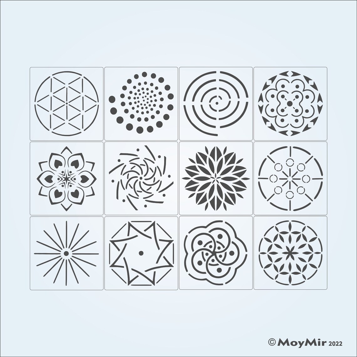12pcs mandala dotting stencils templates etsy