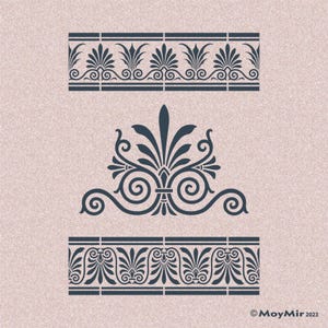 Stencils met rand en midden in Griekse stijl, set van 3