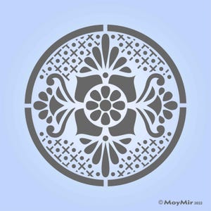 Talavera Style Round Mexican Themed Craft Stencil