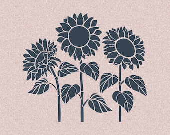 Sunflower Design Stencil - Available in 2 Sizes for DIY Crafts and Home Decor