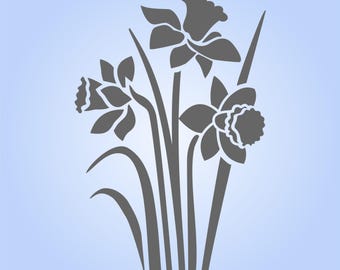 Daffodil Flower Stencil , 3 sizes