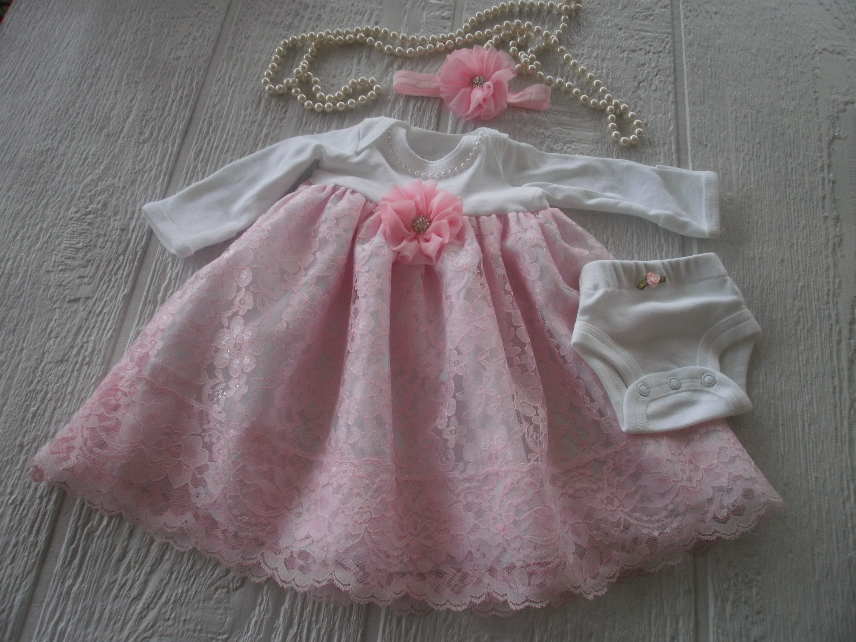 Preemie Dress Set Pink Lace Dress Set Preemie Christening | Etsy