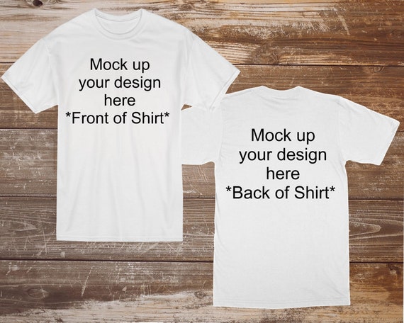 Front And Back White Unisex T-Shirt PSD Mockup Template Back