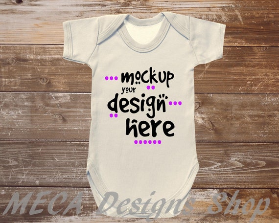 Bodysuit Mockup Off White Bodysuit On Weathered Wood Baby