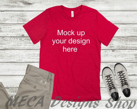 Mens Styled Mockup Red Shirt Flat Lay On Weathered Mens Styled Mockup Red Shirt Flat Lay On Weathered