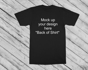Download BACK Black unisex shirt Mockup, Tshirt back mock up, black ...