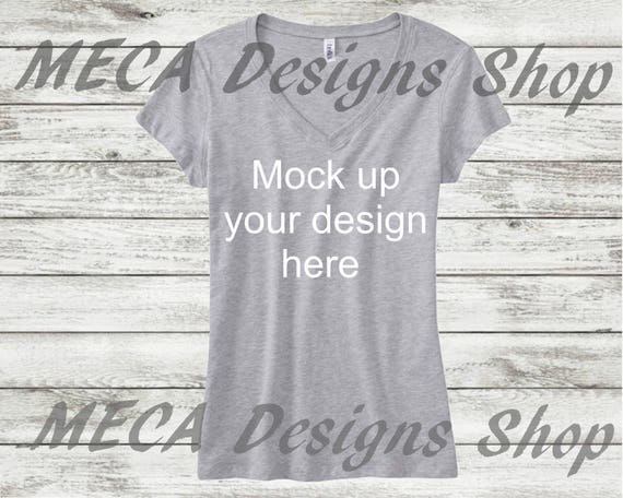 Womans Vneck Mockup Grey T-Shirt Mockup Apparel Mockup Grey