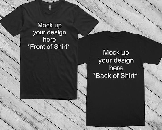 Download Free Front And Back Black Unisex T-Shirt PSD Mockup ...
