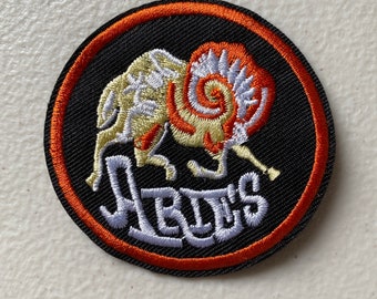 Embroidered Retro Horoscope Astrology Aries The Ram Sign Patch Iron On Sew USA