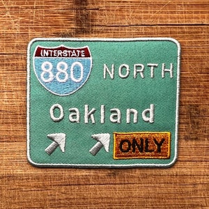 Oakland 880 Iron-On Patch – 3.75 x 3&quot; Embroidered Freeway Sign Applique – California Local Pride Gift or Streetwear Accent
