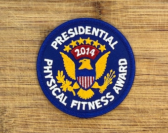 Parche de 3 pulgadas del Premio Presidencial de Aptitud Física 2014: emblema vintage para uniformes de gimnasio, scouts o coleccionistas