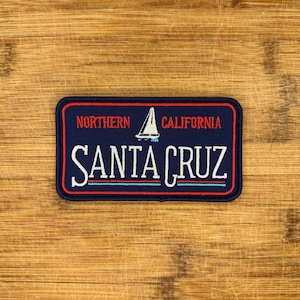 Santa Cruz California Patch – Embroidered Iron-On 4.5&quot;×2.5&quot; – Surf Sailboat Design