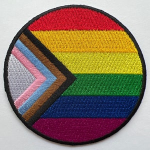 Progress Pride Circle Iron On Patch 3 Inches