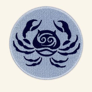 Cancer Zodiac Crab Patch Celestial Moon Iron-On – 3.5" Astrology Badge for Jackets Backpacks Hats