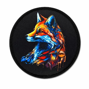 Fox Patch 3" – Iron On Round Watercolor Animal Applique for Jackets & Hats (Sew On Friendly)