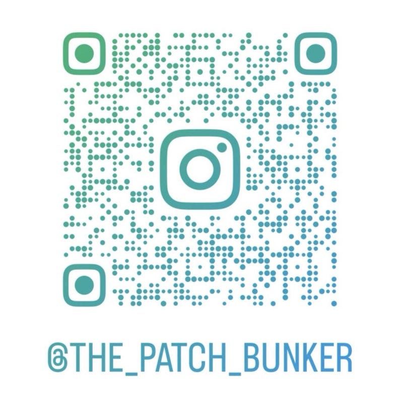 Instagram QR code for @the_patch_bunker—scan to see more patches and product updates.
