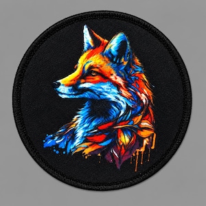 Fox Patch 3in – Iron On Round Watercolor Animal Applique for Jackets & Hats
