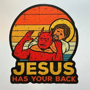 Christian Jiujitsu Vinyl Sticker - Jesus Has Your Back 4 Inch Grappling Design