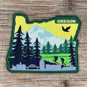 Oregon State Shaped Iron On Patch 3.5 Inches From Portland to The Cascades