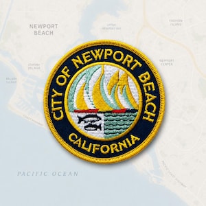 City of Newport Beach California Patch – 3 Inch Embroidered Souvenir Patch – Sailboats and Waves Patch (Available in Sets)