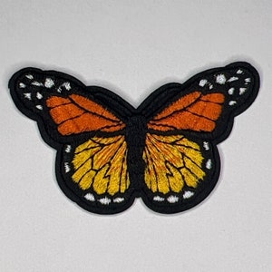 Butterfly Iron-On Embroidered Patch 3 Inch Choose from 7 Vibrant Colors Orange / Yellow