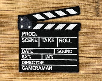 Film Slate Clapperboard Patch – Embroidered Iron-On Movie Set Patch for Jackets Backpacks Hats, Filmmaker Director Crew Gift