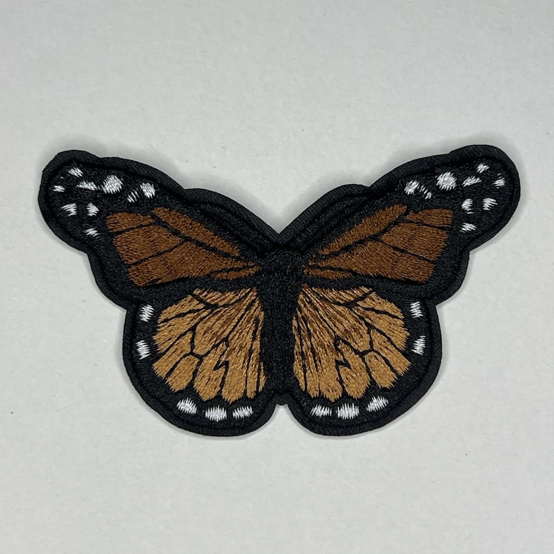 Butterfly Iron-On Embroidered Patch 3 Inch Choose from 7 Vibrant Colors Brown