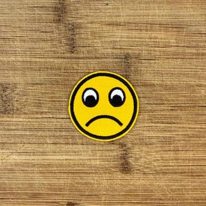 Sad Emoji Iron-On Patch – 1.75” Emoticon Applique for Jackets, Backpacks & Hats