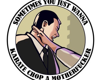 Funny Karate Chop Sticker - 4-Inch Vinyl, Waterproof, Fade Resistant, Comic Style Humor Decal - Perfect for Laptops, Water Bottles, Cars