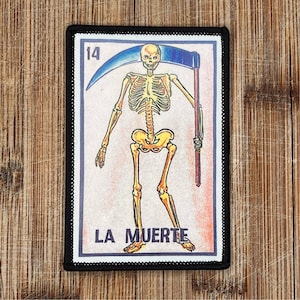 Parche para planchar con juego mexicano La Muerte Loteria 3,5 x 2,5 pulgadas