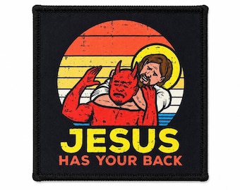 Jesus Has Your Back Iron-On Patch 3x3in Christian Humor Religious Gift BJJ Humor
