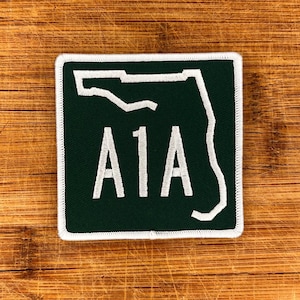 Toppa ricamata A1A - 3 x 3 pollici Florida State Road Sign termoadesiva Coastal Road Trip