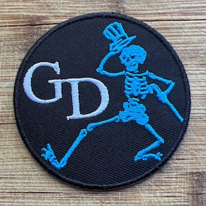 Grateful Dead Skeleton Circle Iron On Patch 2.75 Inch Classic Rock Design