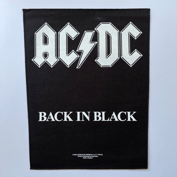 AC/DC Back in Black Extra Large Back Patch 14 x11 Inches Licensed Rock and Roll