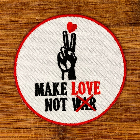 Make Music Not War Iron-On Patch – Hippie Peace Love Dove Boho Retro Embroidered 10 thumbnail image