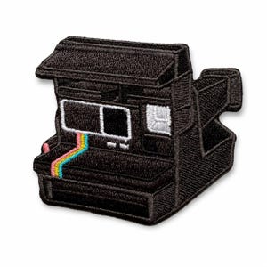 Instant Camera Patch – 3x2.5in Embroidered Iron-On Retro Film Camera with Rainbow, Photographer Gift, Vintage Photography Badge