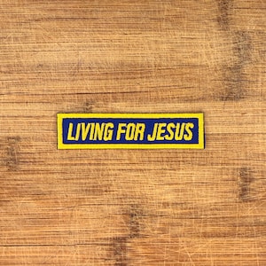 Christian Morale Patch – Living for Jesus Embroidered Patch 3.5x0.75in Iron On or Hook & Loop Bible Verse Faith Jesus Patch