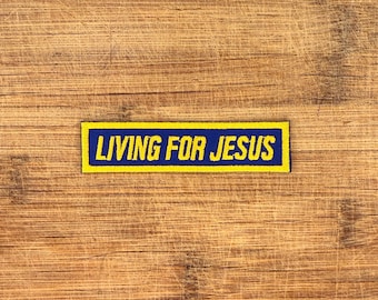 Christian Morale Patch – Living for Jesus Embroidered Patch 3.5x0.75in Iron On or Hook & Loop Bible Verse Faith Jesus Patch