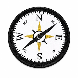Kompasroos opstrijkpatch 3 inch, geweven geborduurde avonturenbadge voor rugzakuitrusting